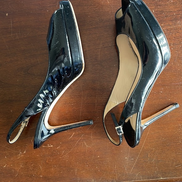 Jimmy Choo high heels. Size 40. Fits 8 1/2-9. Black Patent Leather. Open toed. - Picture 2 of 3